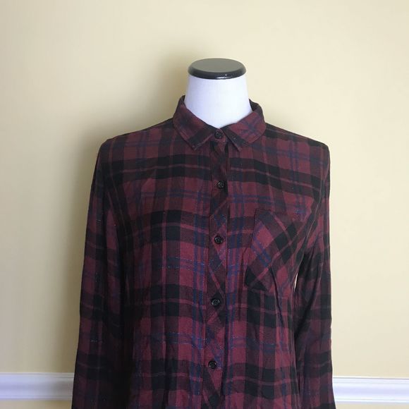 COPY - Rails Hunter Red Button Down Glittery Plaid Shirt - Picture 7 of 12